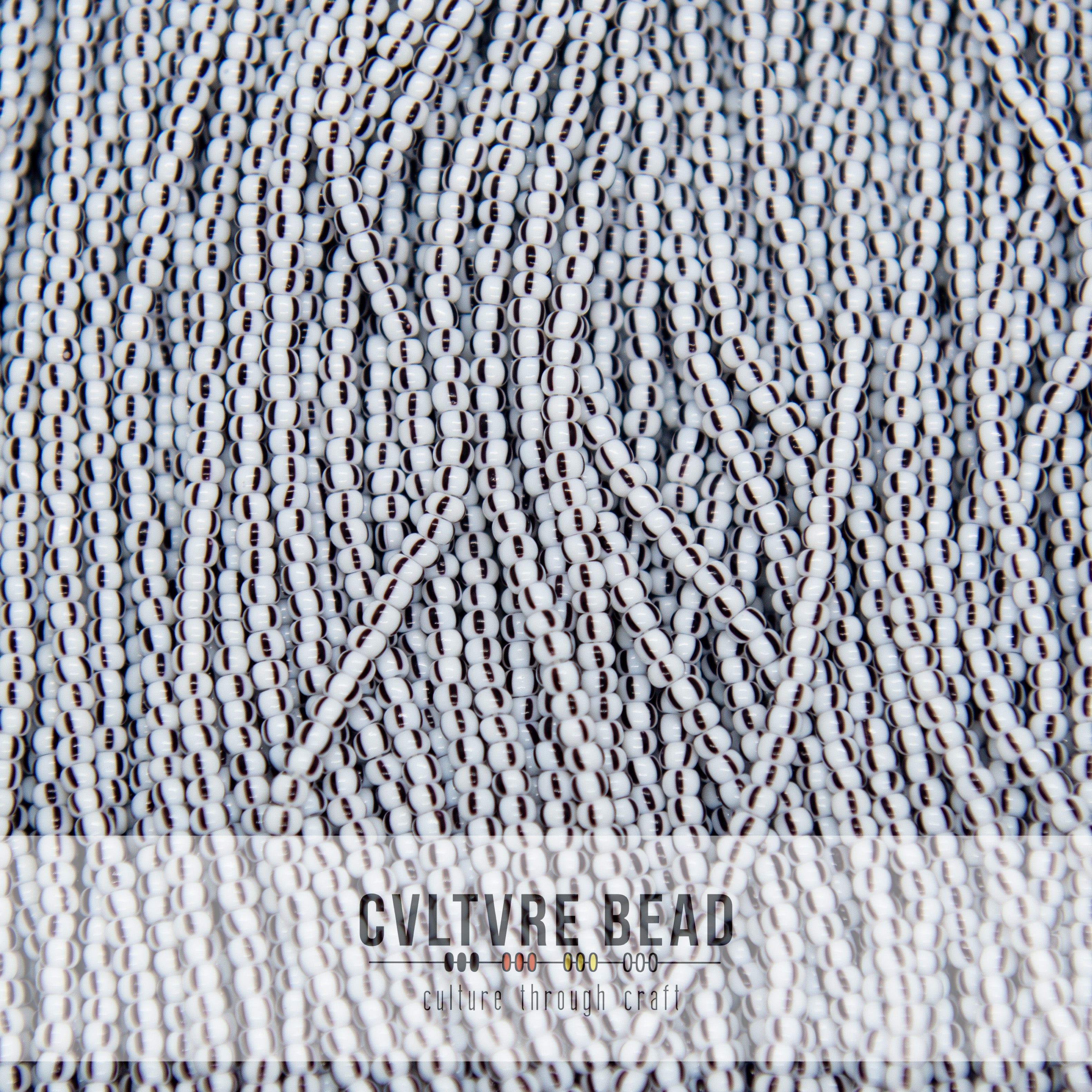 Czech Seed Bead 10/0 White/Black Striped - 1 Hank